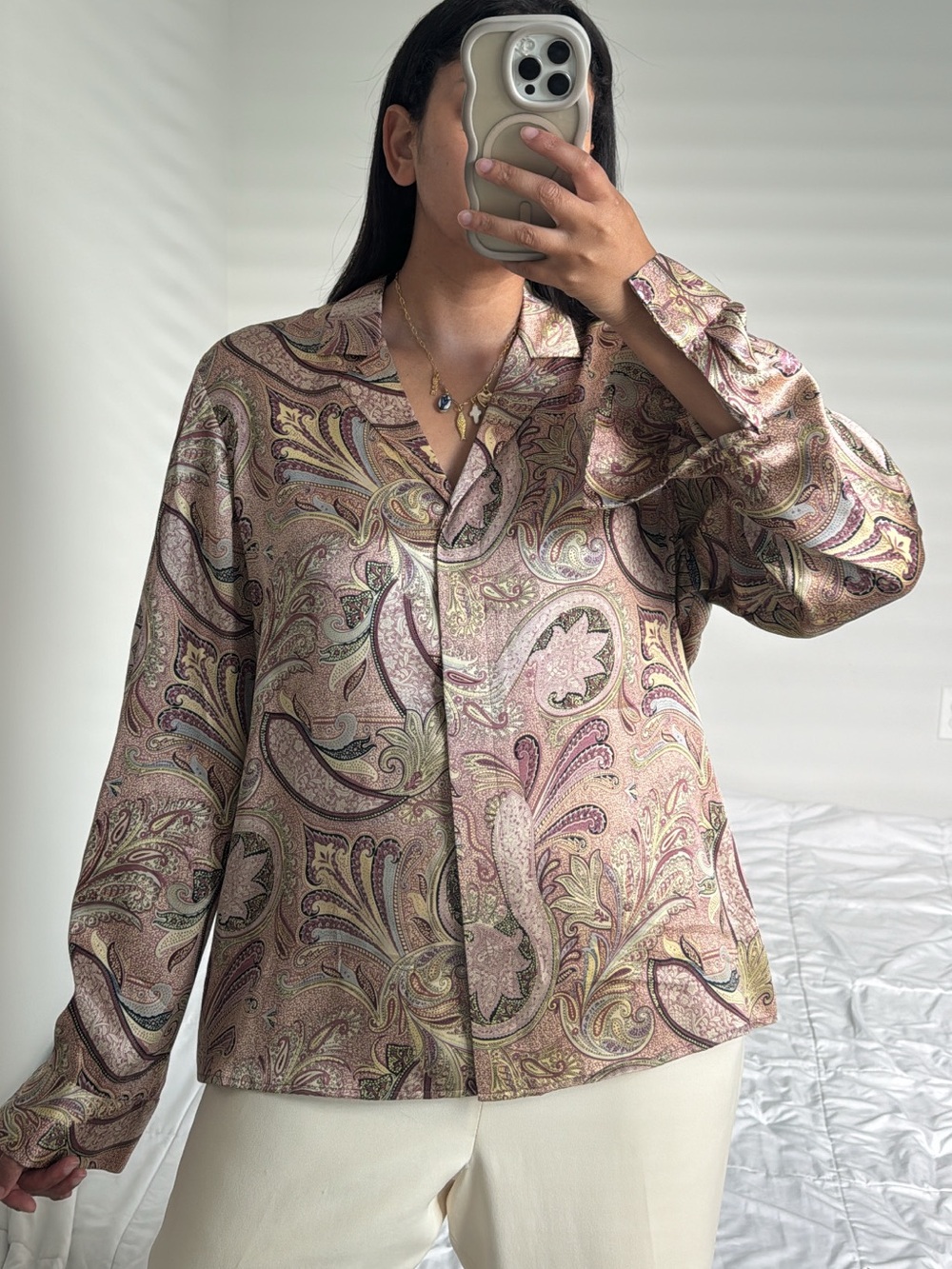 Vintage 100% silk paisley blouse